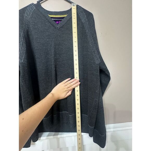 Robert Graham 100% Soft Wool V-Neck Men''s Gray Sweater Size XL - Picture 9 of 11